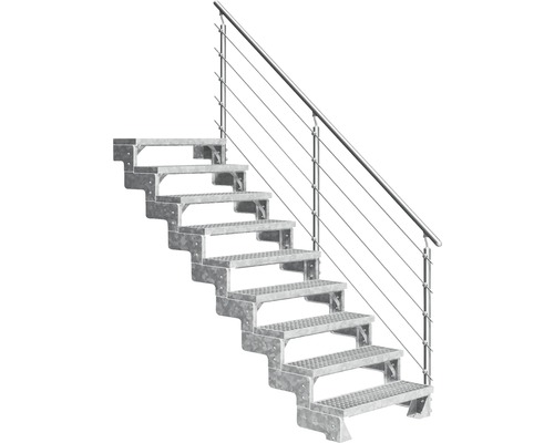 Scară de exterior laterală secundară Pertura Tallis 9 pași cu balustradă și mână curentă metalică Scară de exterior laterală secundară Pertura Tallis 9 pași cu balustradă și mână curentă metalică