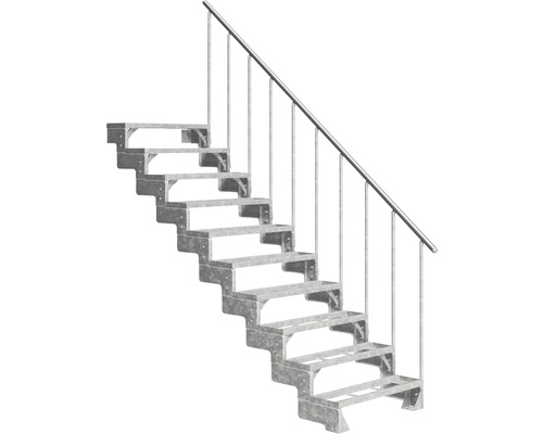 Scară de exterior laterală secundară Pertura Tallis 10 pași cu balustradă și mână curentă metalică Scară de exterior laterală secundară Pertura Tallis 10 pași cu balustradă și mână curentă metalică