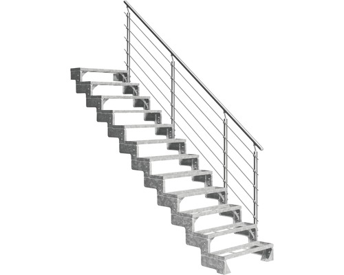 Scară de exterior laterală secundară Pertura Tallis 12 pași cu balustradă și mână curentă metalică Scară de exterior laterală secundară Pertura Tallis 12 pași cu balustradă și mână curentă metalică