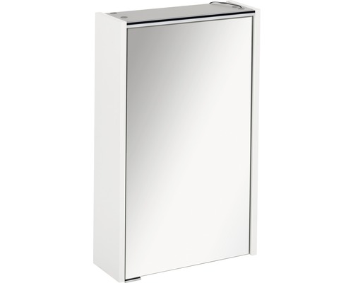 Dulap baie cu oglindă FACKELMANN Denver Hype3.0, 1 ușă, iluminare LED, PAL, 42x68,5 cm, alb