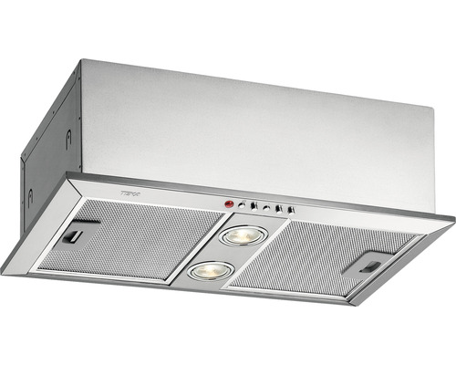 Hotă încorporabilă Teka GFH 55 55 cm 367 mc/h 69 dB motor cu turbină dublă inox Hotă metalică cu două lămpi și butoane de control