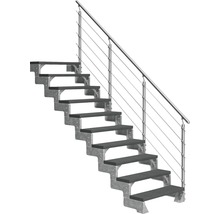 Scară dreaptă cu trepte din lemn și balustradă din oțel