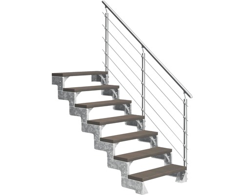 Scară de exterior laterală secundară Pertura Tallis 7 pași cu balustradă și mână curentă metalică Scară de exterior laterală secundară Pertura Tallis 7 pași cu balustradă și mână curentă metalică