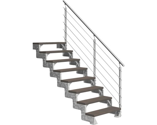 Scară de exterior laterală secundară Pertura Tallis 8 pași cu balustradă și mână curentă metalică Scară de exterior laterală secundară Pertura Tallis 8 pași cu balustradă și mână curentă metalică