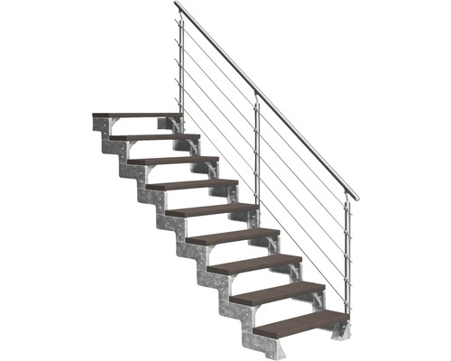 Scară de exterior laterală secundară Pertura Tallis 9 pași cu balustradă și mână curentă metalică Scară de exterior laterală secundară Pertura Tallis 9 pași cu balustradă și mână curentă metalică