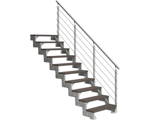 Scară de exterior laterală secundară Pertura Tallis 10 pași cu balustradă și mână curentă metalică Scară de exterior laterală secundară Pertura Tallis 10 pași cu balustradă și mână curentă metalică