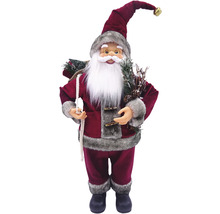 Figurină decorativă Moș Crăciun cu barbă, căciulă și brad