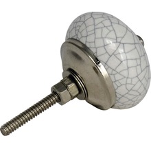 Buton de mobilă din ceramică cu model crăpat și fixare metalică