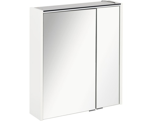 Dulap baie cu oglindă FACKELMANN Denver Hype3.0, 2 uși, iluminare LED, PAL, 60x68,5 cm, alb