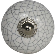 Buton de mobilă ceramic cu model crăpat și rozetă argintie