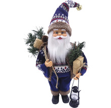 Figurină decorativă Moș Crăciun cu lanternă și cadouri