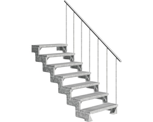 Scară de exterior laterală secundară Pertura Tallis 7 pași cu balustradă și mână curentă metalică Scară de exterior laterală secundară Pertura Tallis 7 pași cu balustradă și mână curentă metalică