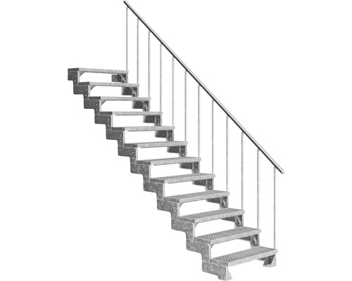 Scară de exterior laterală secundară Pertura Tallis 12 pași cu balustradă și mână curentă metalică Scară de exterior laterală secundară Pertura Tallis 12 pași cu balustradă și mână curentă metalică