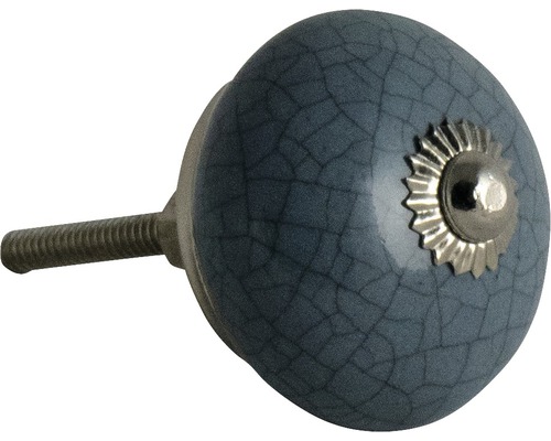 Buton pentru mobilă Ø40mm, porțelan albastru/crom