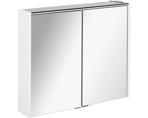 Dulap baie cu oglindă FACKELMANN Denver Hype3.0, 2 uși, iluminare LED, PAL, 80x68,5 cm, alb