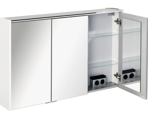 Dulap cu oglindă, cu uși cu oglindă și rafturi din sticlă