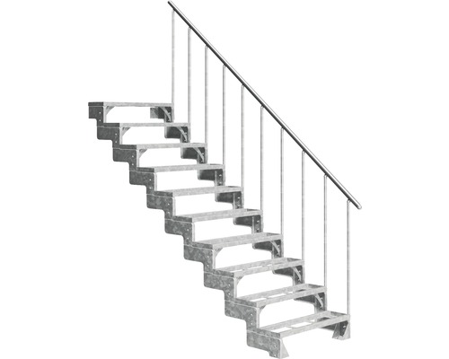 Scară de exterior laterală secundară Pertura Tallis 10 pași cu balustradă și mână curentă metalică Scară de exterior laterală secundară Pertura Tallis 10 pași cu balustradă și mână curentă metalică