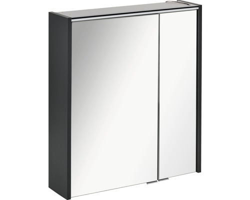 Dulap baie cu oglindă FACKELMANN Denver Hype3.0, 2 uși, iluminare LED, PAL, 60x68,5 cm, antracit
