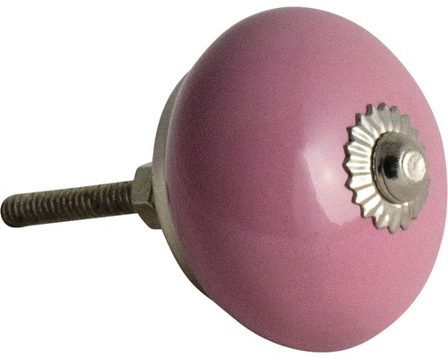 Buton pentru mobilă Ø40mm, porțelan roz/crom