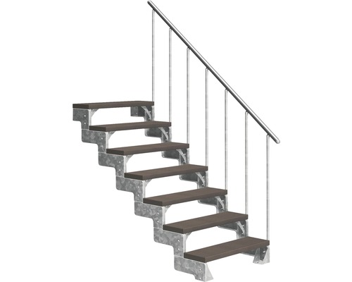 Scară de exterior laterală secundară Pertura Tallis 7 pași cu balustradă și mână curentă metalică Scară de exterior laterală secundară Pertura Tallis 7 pași cu balustradă și mână curentă metalică