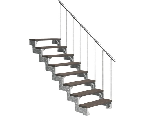 Scară de exterior laterală secundară Pertura Tallis 8 pași cu balustradă și mână curentă metalică Scară de exterior laterală secundară Pertura Tallis 8 pași cu balustradă și mână curentă metalică