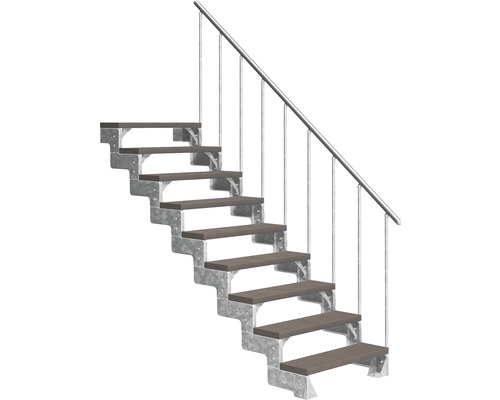 Scară de exterior laterală secundară Pertura Tallis 9 pași cu balustradă și mână curentă metalică Scară de exterior laterală secundară Pertura Tallis 9 pași cu balustradă și mână curentă metalică
