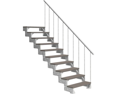Scară de exterior laterală secundară Pertura Tallis 10 pași cu balustradă și mână curentă metalică Scară de exterior laterală secundară Pertura Tallis 10 pași cu balustradă și mână curentă metalică