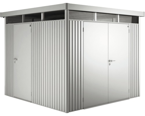 Magazie metalică cu ușă dublă și ușă simplă pentru scule de grădină