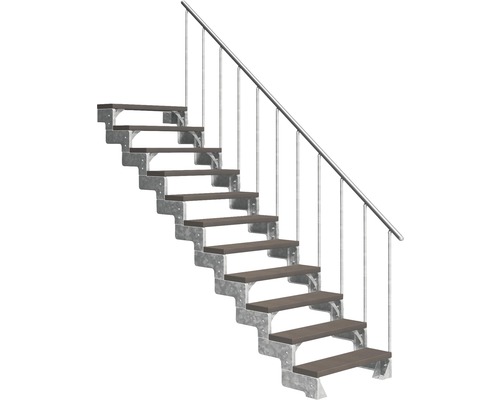 Scară de exterior laterală secundară Pertura Tallis 11 pași cu balustradă și mână curentă metalică Scară de exterior laterală secundară Pertura Tallis 11 pași cu balustradă și mână curentă metalică
