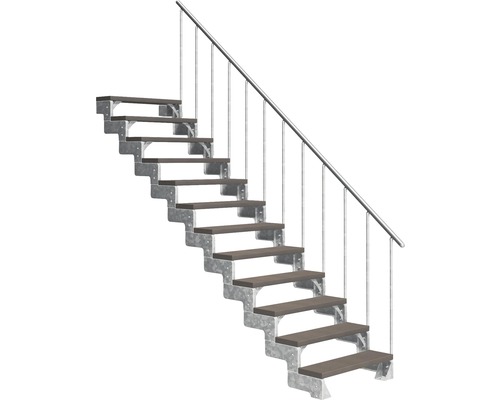 Scară de exterior laterală secundară Pertura Tallis 12 pași cu balustradă și mână curentă metalică Scară de exterior laterală secundară Pertura Tallis 12 pași cu balustradă și mână curentă metalică