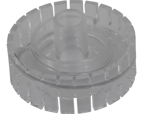 Componentă transparentă din plastic cu formă rotundă și decupaje