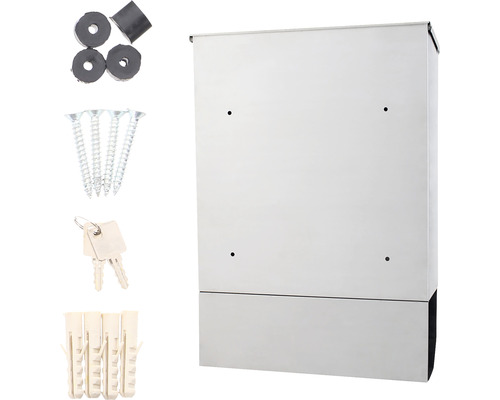 Cutie poștală cu material de montaj, inclusiv șuruburi, dibluri și chei
