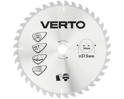 Disc fierăstrău circular Verto Ø315x2x30 mm 40 dinți, incl. inele reductoare