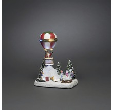 Decorațiune de Crăciun cu Moș Crăciun în balon cu aer cald și peisaj de iarnă