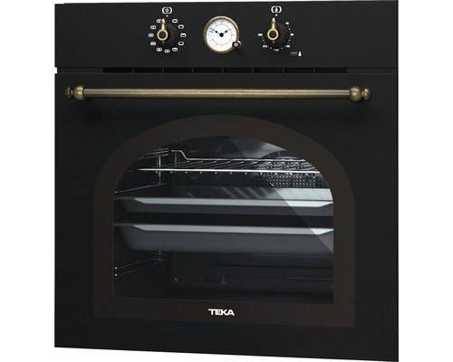Cuptor multifuncțional încorporabil Teka HRB 6300 AT E01 70l, 9 funcții, sistem curățare HydroClean PRO, timer analogic, sistem Surround Temp, clasa A+, antracit Cuptor Teka negru cu butoane de control și mâner