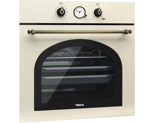 Cuptor multifuncțional Teka HRB 6300 VN E01 70l, 9 funcții, sistem curățare HydroClean PRO, timer analogic, sistem Surround Temp, clasa A+, vanilla rustic Cuptor Teka independent cu butoane de control și fereastră de vizualizare
