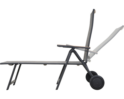 Șezlong de grădină reglabil cu roți