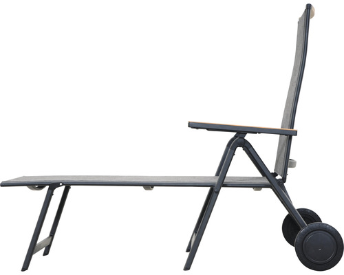 Șezlong de grădină reglabil cu roți pentru exterior