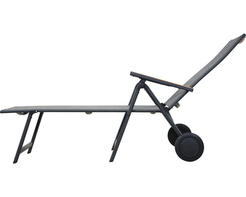 Șezlong reglabil cu roți pentru grădină