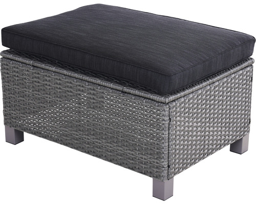 Taburet de grădină împletit gri cu pernă gri închis