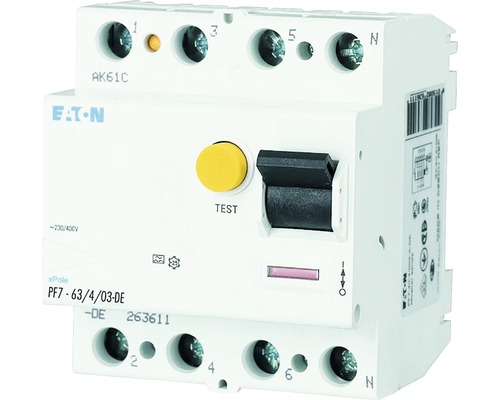 Întreruptor simplu cu protecție diferențială Eaton xPole 4P 63A 10kA/300mA Întrerupător diferențial Eaton cu buton de testare