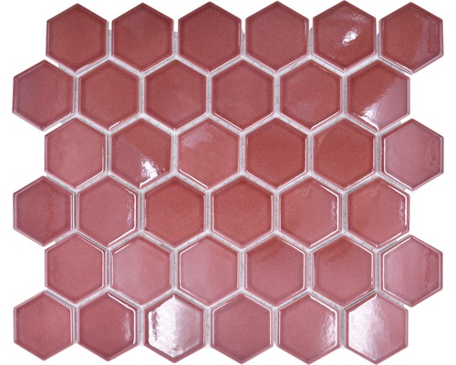 Mozaic piscină ceramic HX540 Hexagon Uni roșu 32,5x28,1 cm