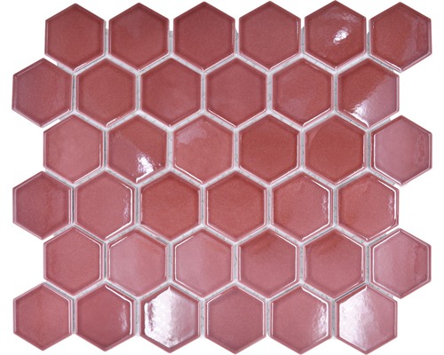 Mozaic piscină ceramic HX540 Hexagon Uni roșu 32,5x28,1 cm Plăci de mozaic în formă hexagonală