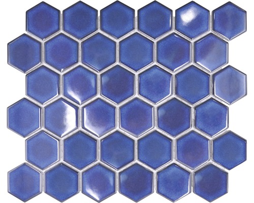 Mozaic piscină HX 560 hexagon cobalt lucios 32,5x28,1 cm