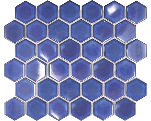 Mozaic piscină HX 560 hexagon cobalt lucios 32,5x28,1 cm Placă mozaic hexagonală