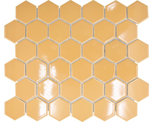 Mozaic piscină HX 570 hexagon ocru 32,5x28,1 cm Plăci mozaic ceramice hexagonale pe plasă