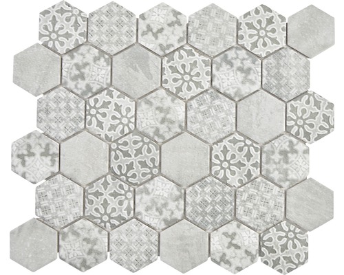 Mozaic piscină Curio G hexagon gri 32,5x28,1 cm