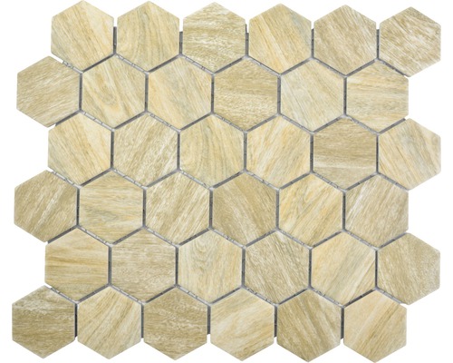 Mozaic piscină HX Curio HB hexagon lemn 32,5x28,1 cm