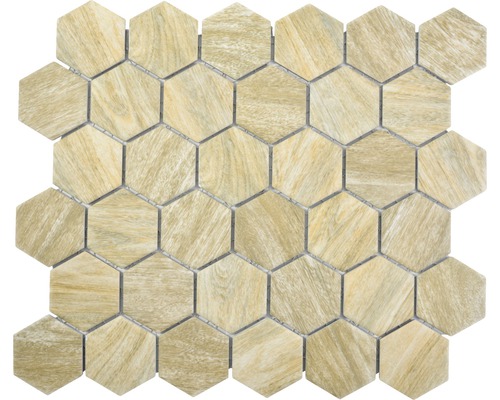 Mozaic piscină HX Curio HB hexagon lemn 32,5x28,1 cm Placă mozaic cu formă hexagonală și aspect de lemn