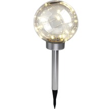 Lampă solară sferă cu LED vintage Ø200 mm, plastic argintiu-thumb-0